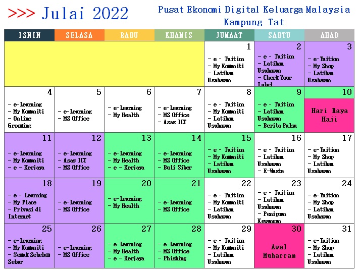 JADUAL AKTIVITI JULAI 2022